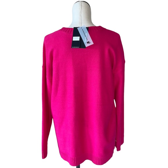 NWT Karl Lagerfeld Pink Eiffel Tower Sweater Hot Pink Large - Picture 5 of 6